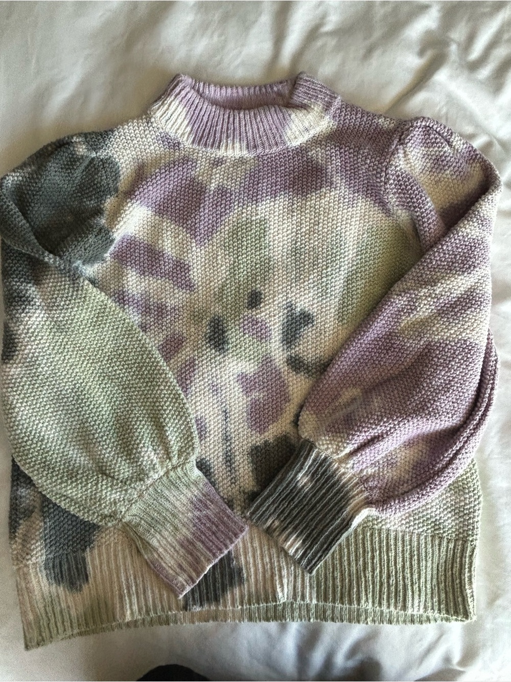 Madewell Lavender, Sage & Cream Tie-Dye Knit Turtleneck Sweater